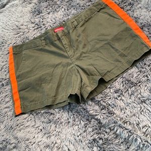 Army Green Shorts with Orange Stripe